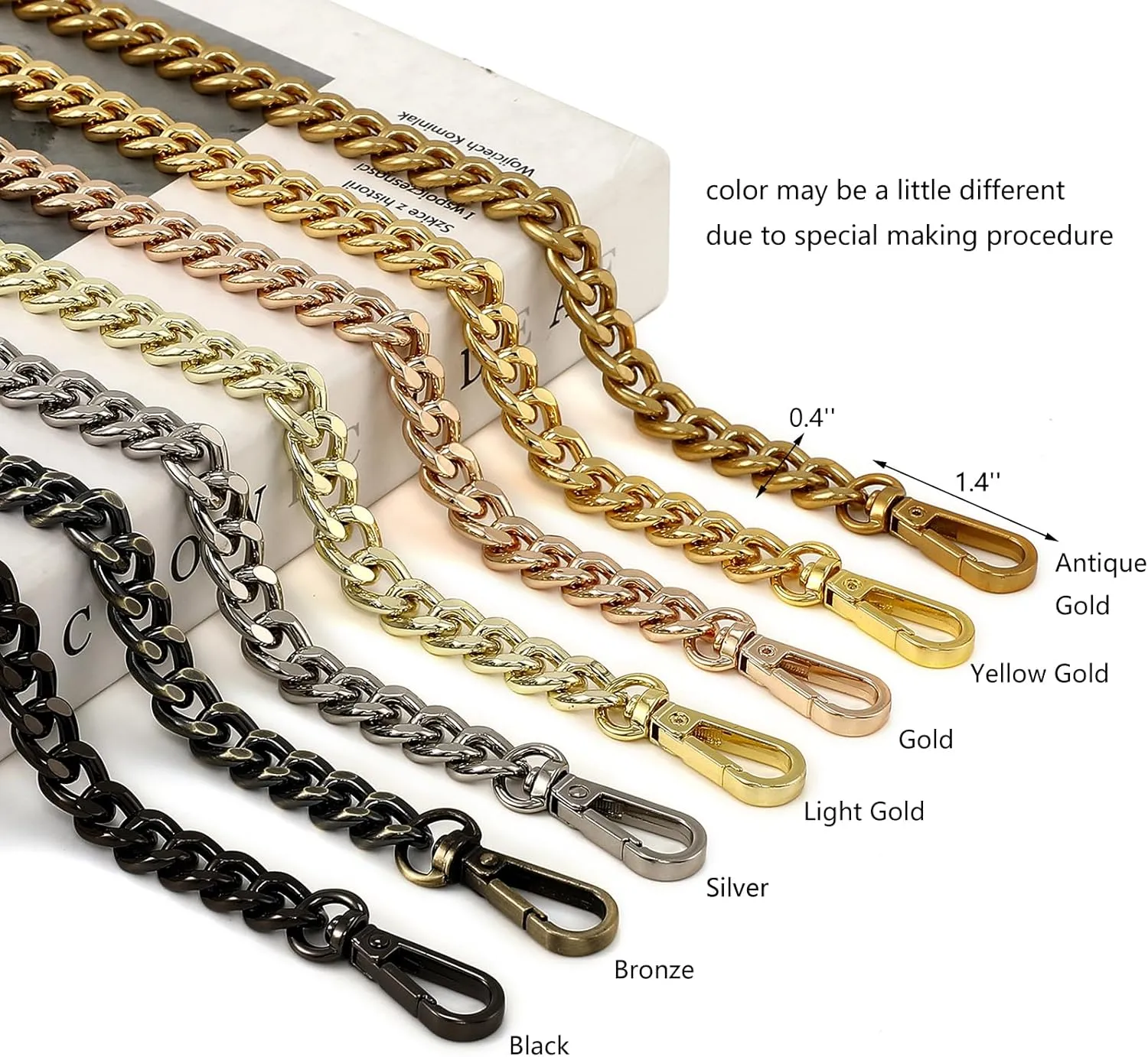 47'' Light Metal Crossbody Purse Chain Straps Replacement for Bag Handbag (Antique Gold)