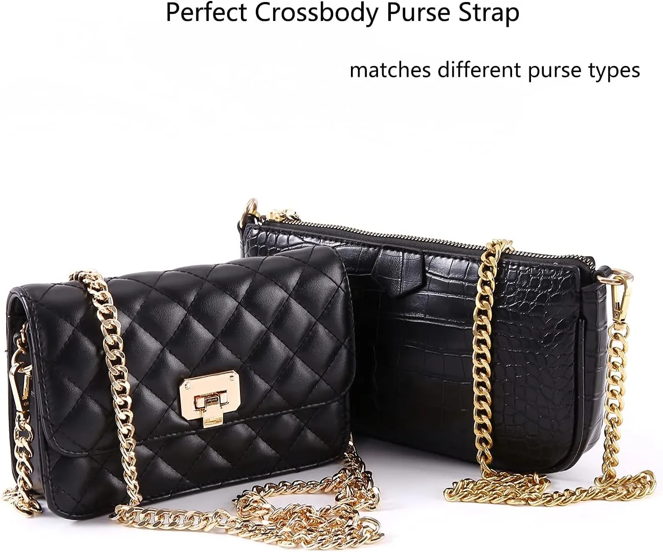 47'' Light Metal Crossbody Purse Chain Straps Replacement for Bag Handbag (Antique Gold)