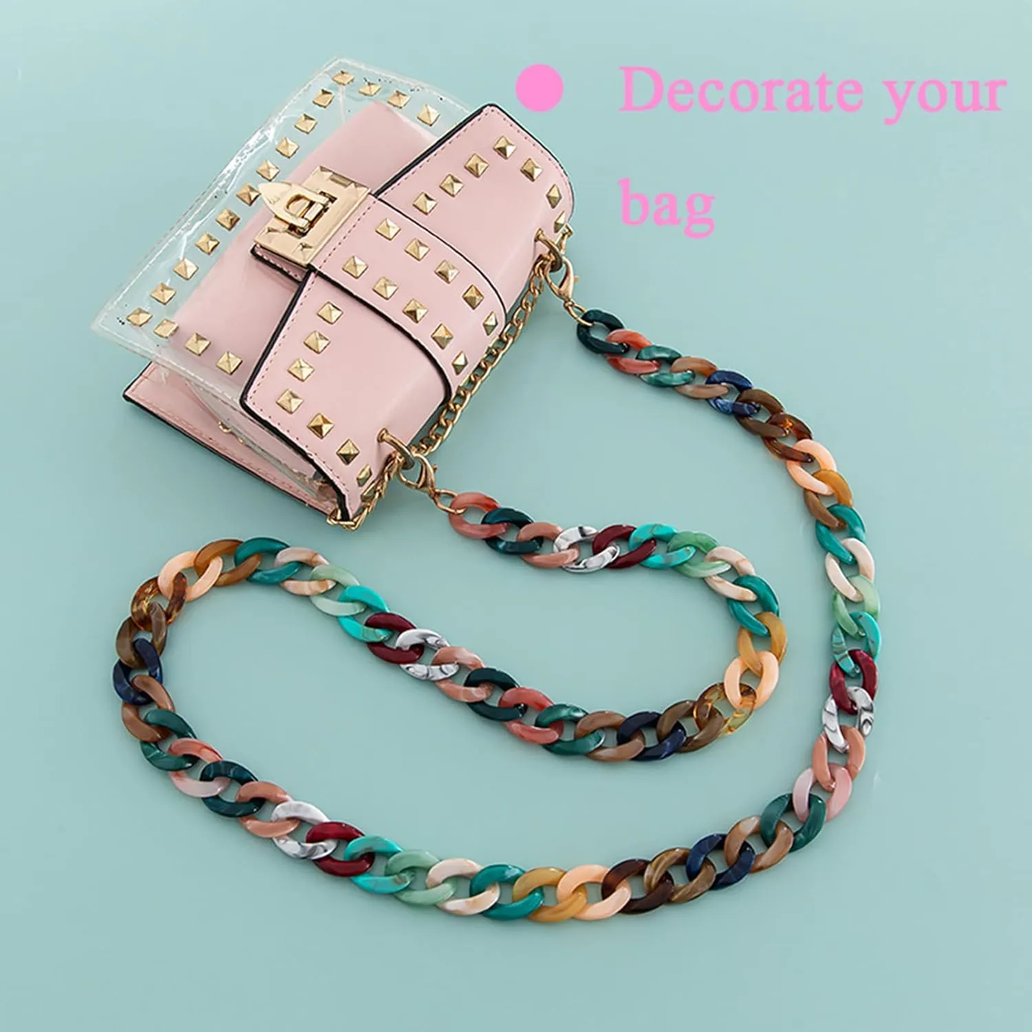 47In Acrylic Resin Chain Purse Strap,Acrylic Replacement Bag Chain Strap Handbag DIY Accessories