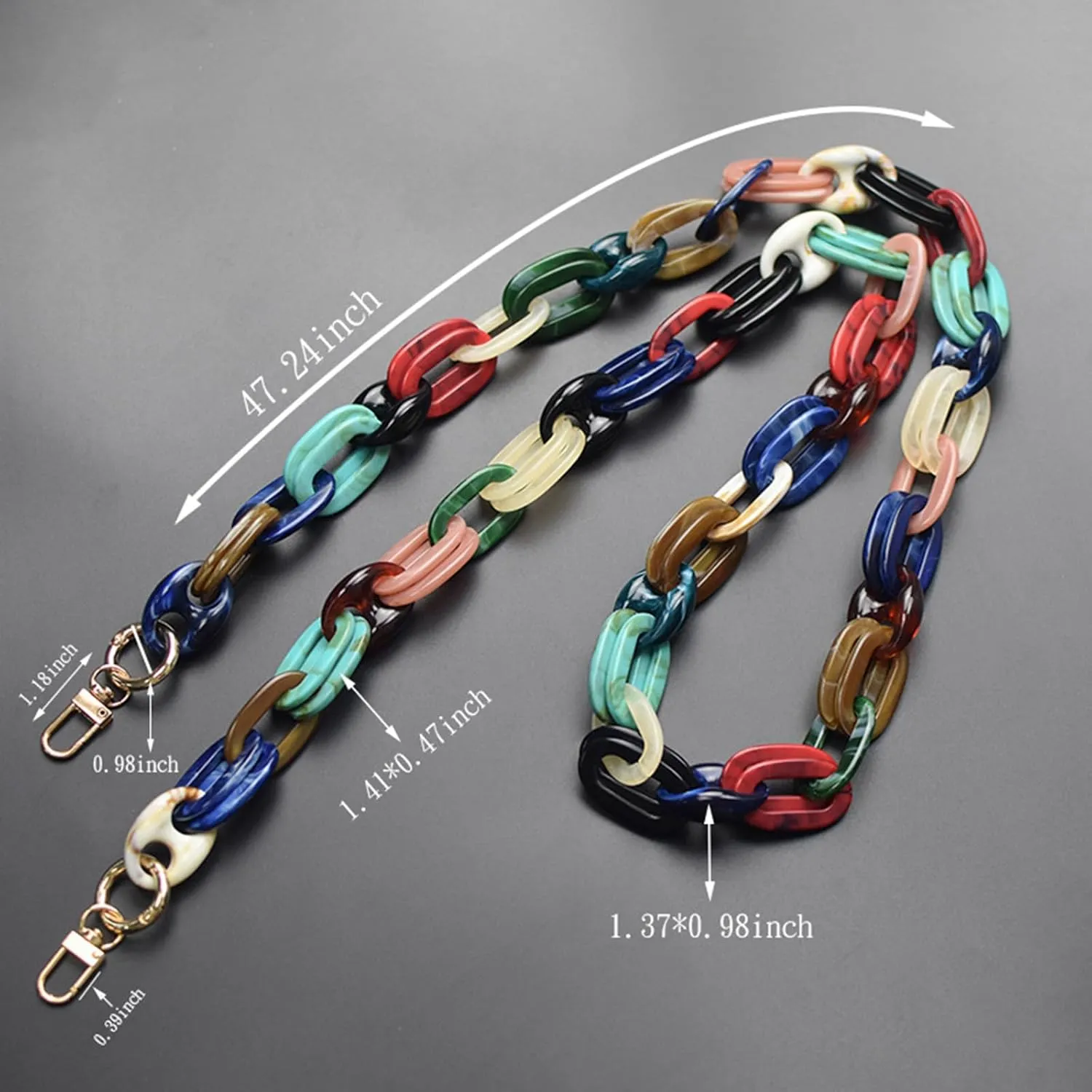 47In Acrylic Resin Chain Purse Strap,Acrylic Replacement Bag Chain Strap Handbag DIY Accessories
