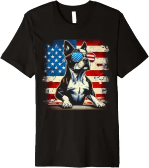 4th of July Boston Terrier Dog American Flag Patriotic Premium T-Shirt