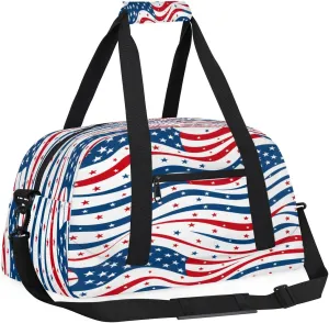 4th of July Usa Flag Kids Overnighter Duffel Bags for Boys, Carry-On Size Sports Gym Bag with Front Zipper Pocket for School Practice or Overnight Travel Weekender Sleepover Tote Bag