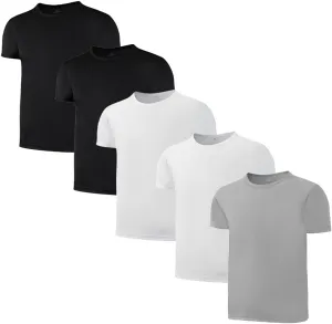 5-Pack Kids/Boys/Youth Mesh Athletic Quick Dry Shirts Youth Activewear Moisture Wicking Short Sleeve T-Shirts（Age 4-15Years）
