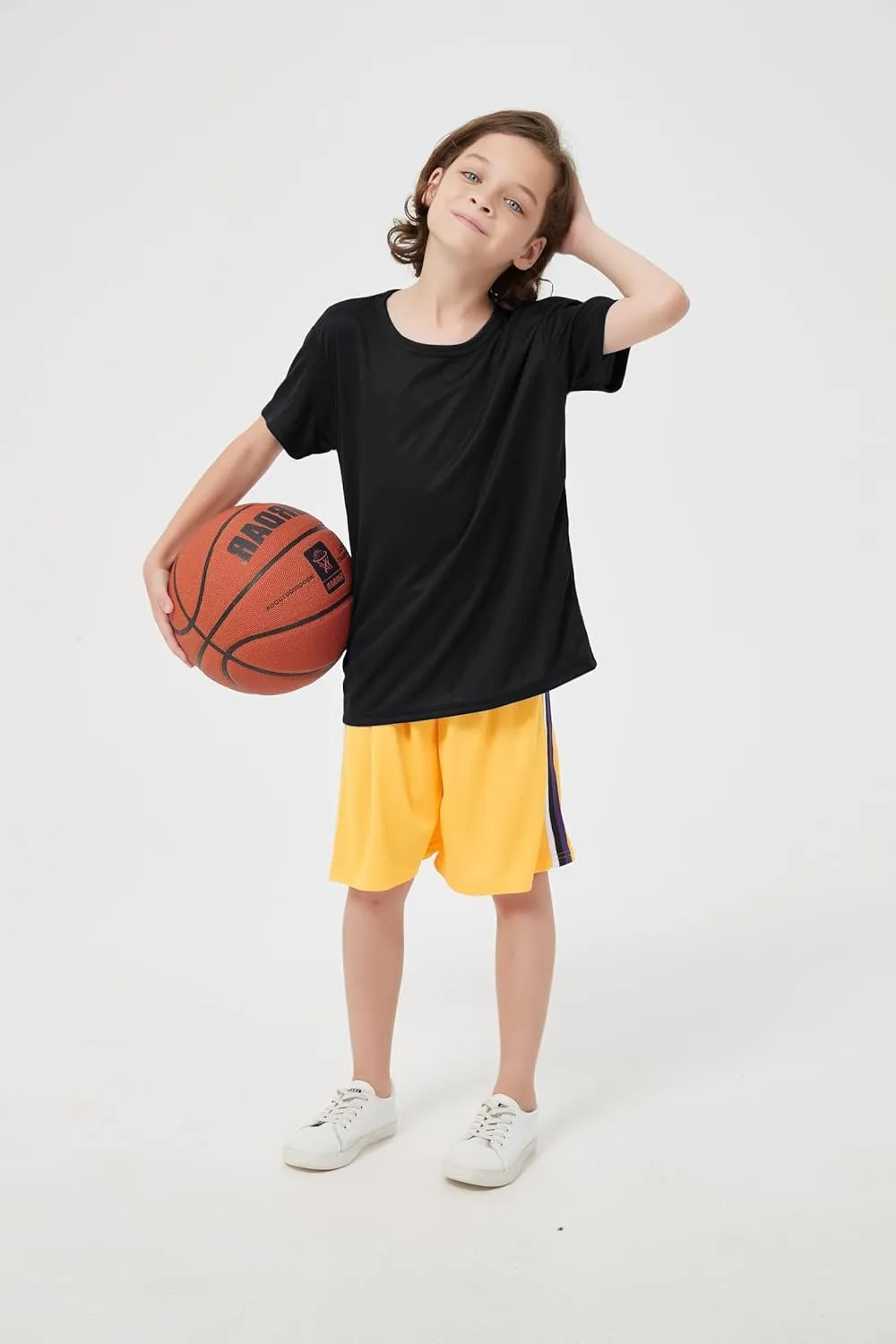 5-Pack Kids/Boys/Youth Mesh Athletic Quick Dry Shirts Youth Activewear Moisture Wicking Short Sleeve T-Shirts（Age 4-15Years）