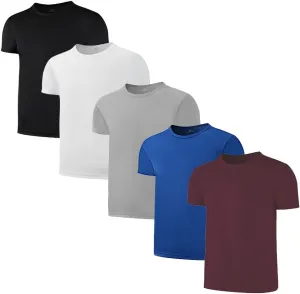 5-Pack Kids/Boys/Youth Mesh Athletic Quick Dry Shirts Youth Activewear Moisture Wicking Short Sleeve T-Shirts（Age 4-15Years）