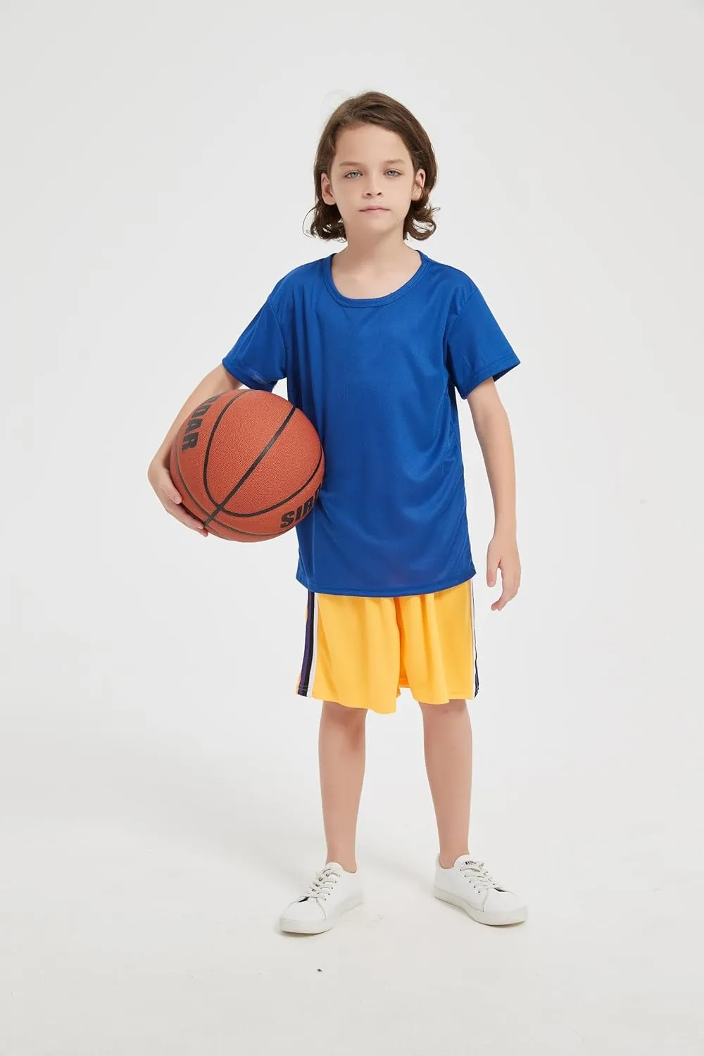 5-Pack Kids/Boys/Youth Mesh Athletic Quick Dry Shirts Youth Activewear Moisture Wicking Short Sleeve T-Shirts（Age 4-15Years）
