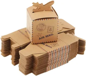 50pcs Travel Theme Airplane Kraft Paper Bag Wedding Favor Paper Bag Sweets Chocolate Candy Boxes Gift Boxes Wedding Birthday Party Favor