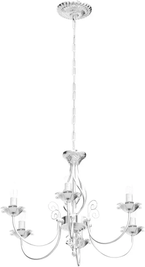 6-Light Farmhouse Candle Chandelier for Living Room, Rustic Industrial Pendant Ceiling Light fixture, Brushed Nickle Modern Ceiling Hanging Lamp for Bedroom Hallway Kitchen Dining Room Foyer, E12 Base