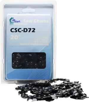 6-Pack 20" Full Chisel Saw Chain for Jonsered CS2255 Chainsaws - (20 inch, 3/8" Pitch, 0.050" Gauge, 72 Drive Links, CSC-D72)