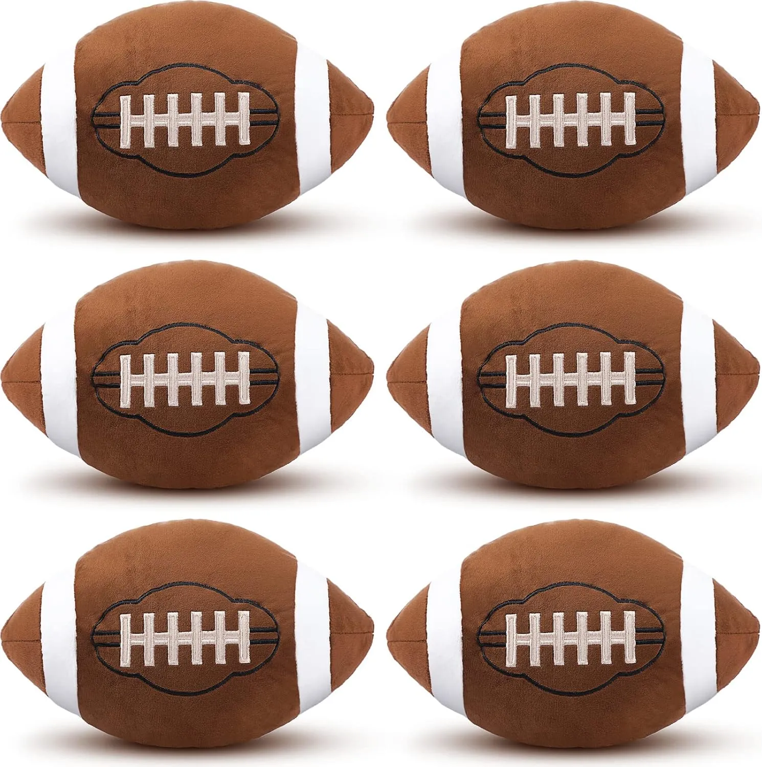 6 Pieces Plush Football Pillows Fluffy Toys Soft Stuffed Football Stuff Decor Sports Shaped Plush Toy for Kids Boy Child Baby Room