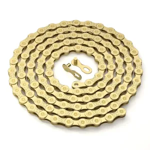 6/7/8/9/10/11/12speed Bike Chain -Bicycle Chain Compatible with Shimano, SRAM, Campagnolo and All Major Systems for Road Mountain Gravel Bike,Missing Link Included (Gold, 9 Speed)