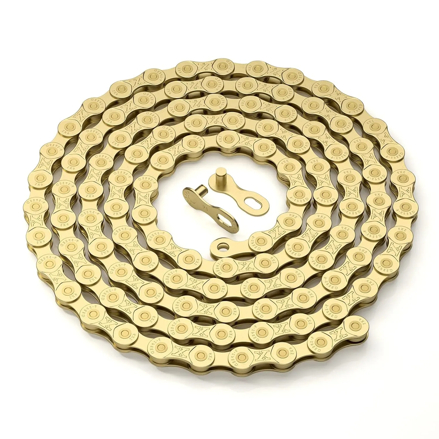6/7/8/9/10/11/12speed Bike Chain -Bicycle Chain Compatible with Shimano, SRAM, Campagnolo and All Major Systems for Road Mountain Gravel Bike,Missing Link Included (Gold, 9 Speed)