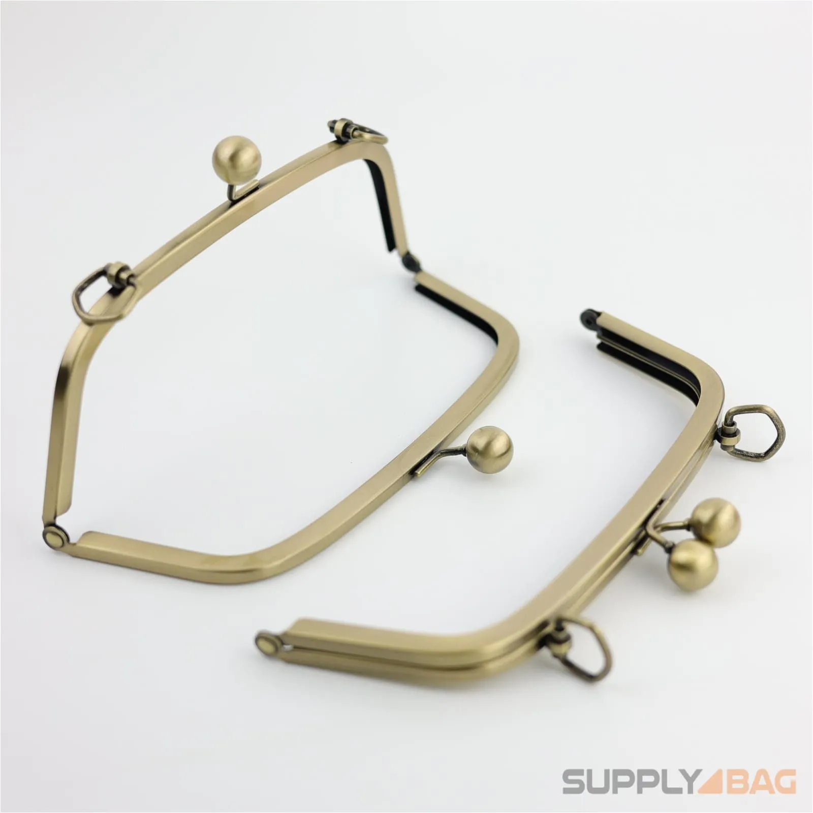 7 3/4 x 3 inch - Antique Brass Arch Shape Metal Purse Frame with D Rings on Top