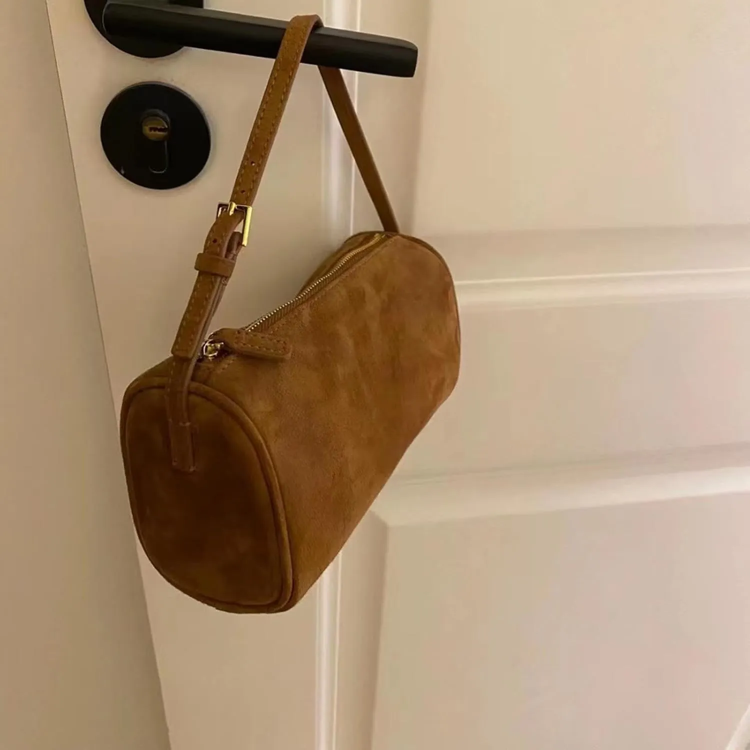 7 Cowhide Pen Holder Bag, Suede Underarm Bag, Genuine Leather Handbag, Women's Bag
