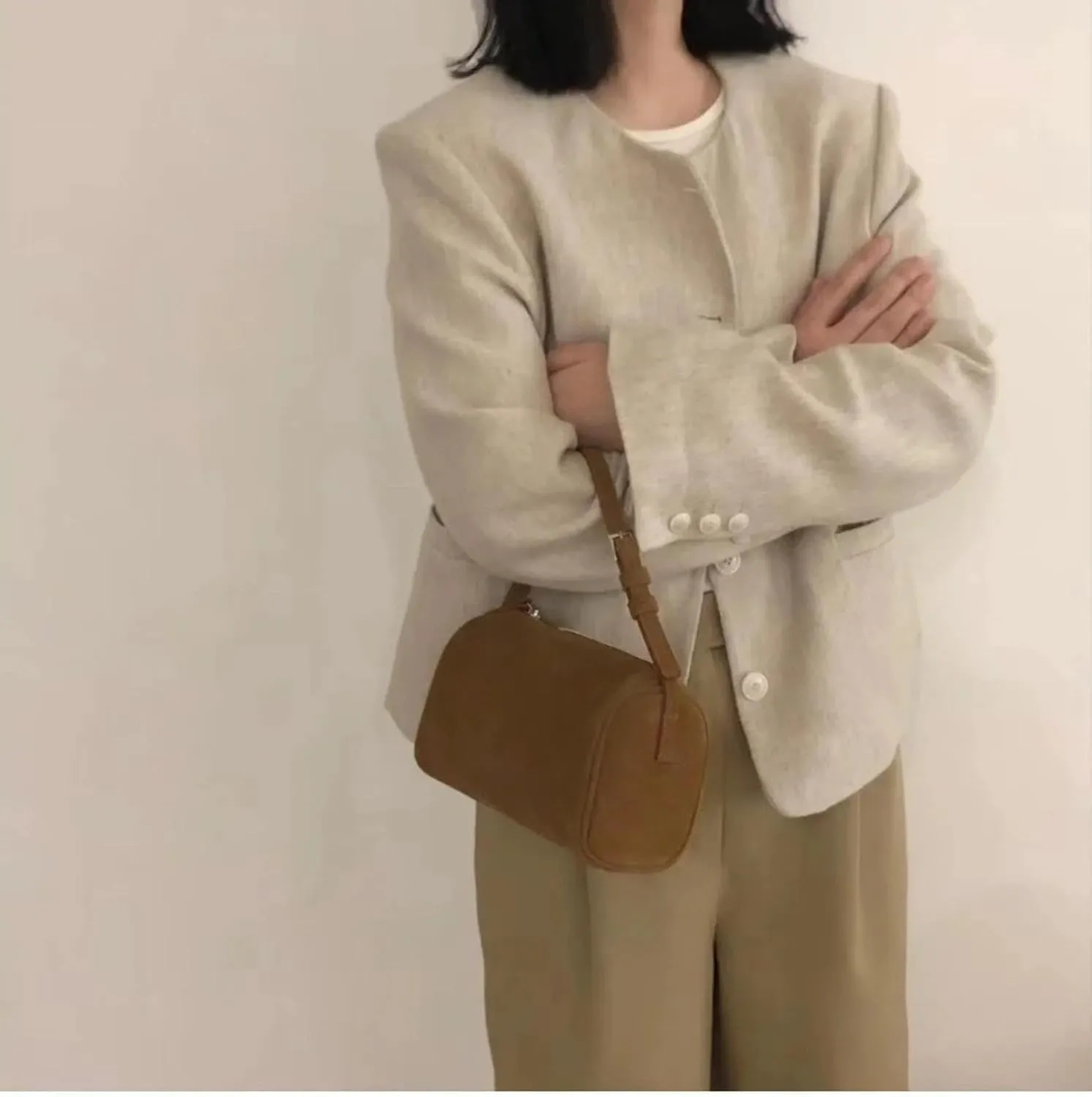 7 Cowhide Pen Holder Bag, Suede Underarm Bag, Genuine Leather Handbag, Women's Bag
