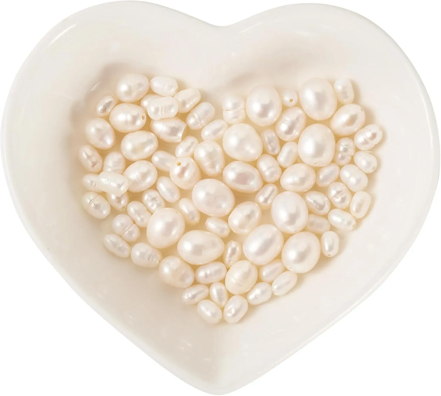 75 PCS Freshwater Pearl Beads for Jewelry Making 4-9 mm Natural Cultured Rice Oval Pearl Beads Loose Gemstone Beads for DIY Bracelet Necklace Making