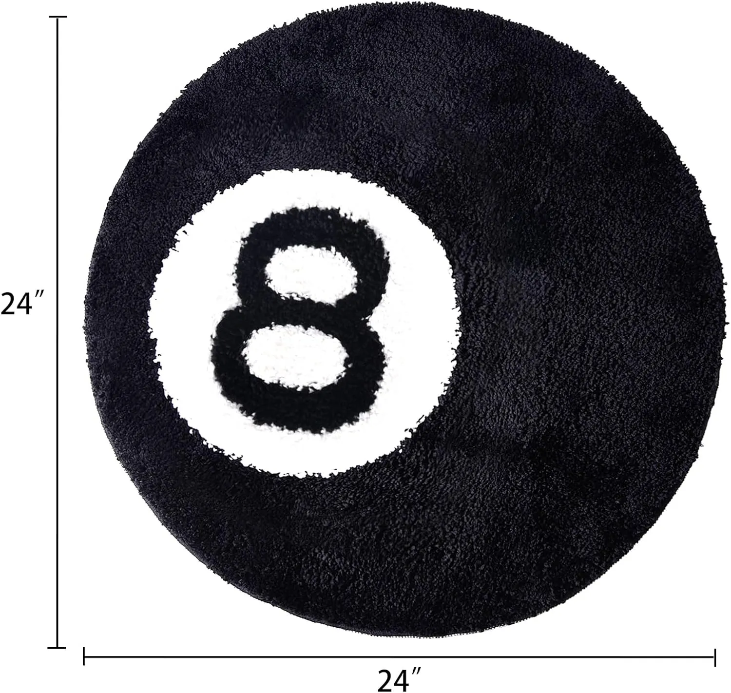 8 Ball Rug - 24 inch Black Round Carpet Billiard Pool 8 Ball Carpet, Non-Slip Flocking Floor Bath Mat for Living Room Decor, Alt Room Decor Soft Y2K Rug Hypebeast Doormat for Bedroom