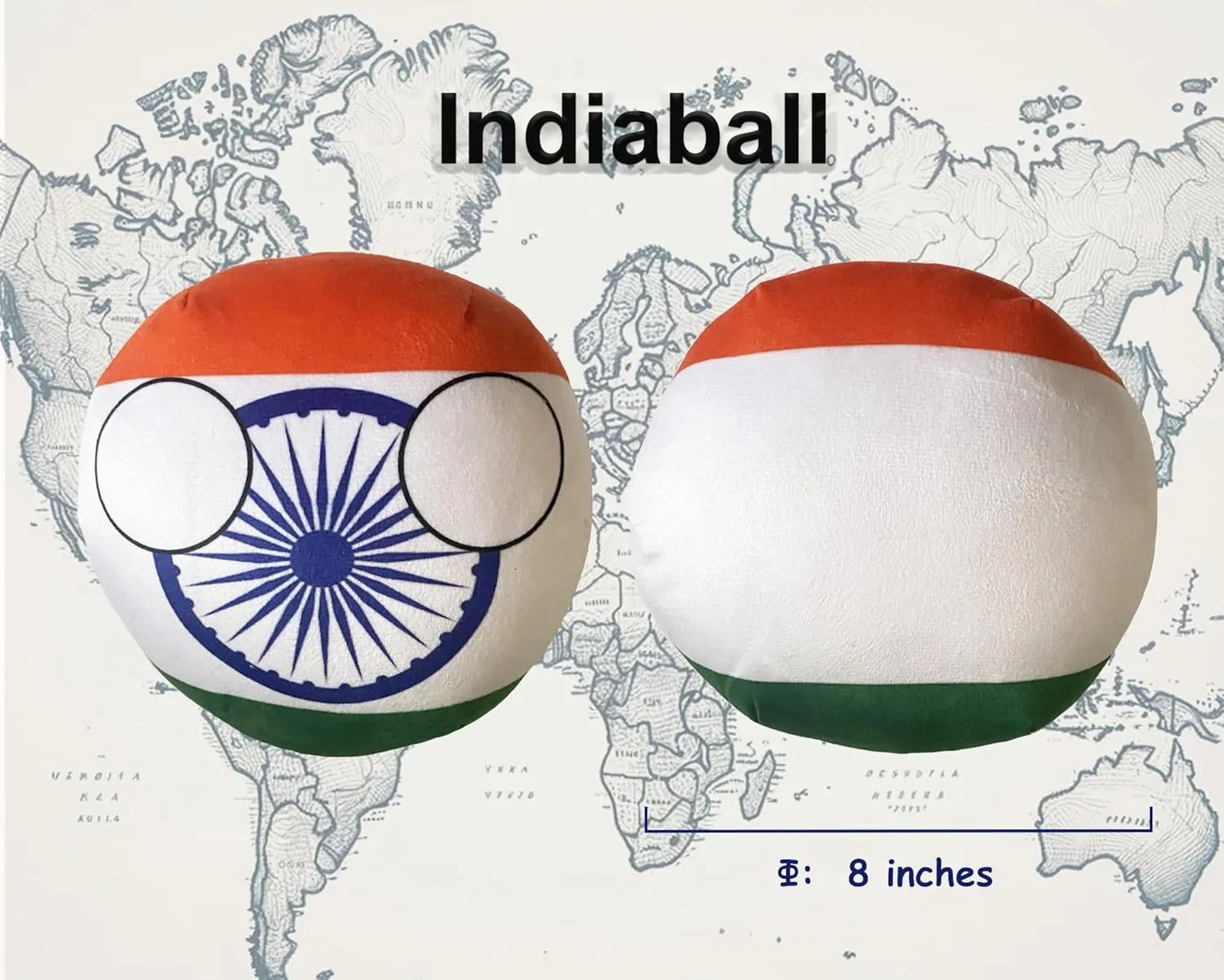 8-Inch Countryball Plushie – Soft and Cute National Ball Toy – Collectible Gift for Fans, Kids, and Plush Enthusiasts (11.India)