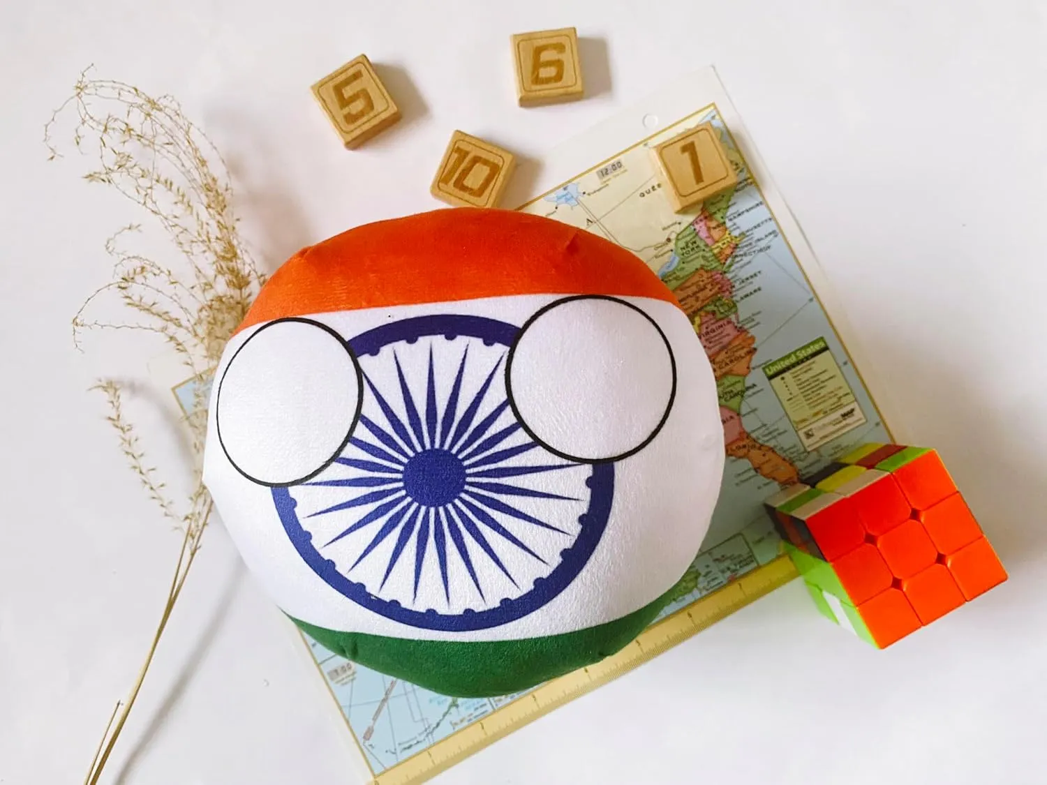 8-Inch Countryball Plushie – Soft and Cute National Ball Toy – Collectible Gift for Fans, Kids, and Plush Enthusiasts (11.India)
