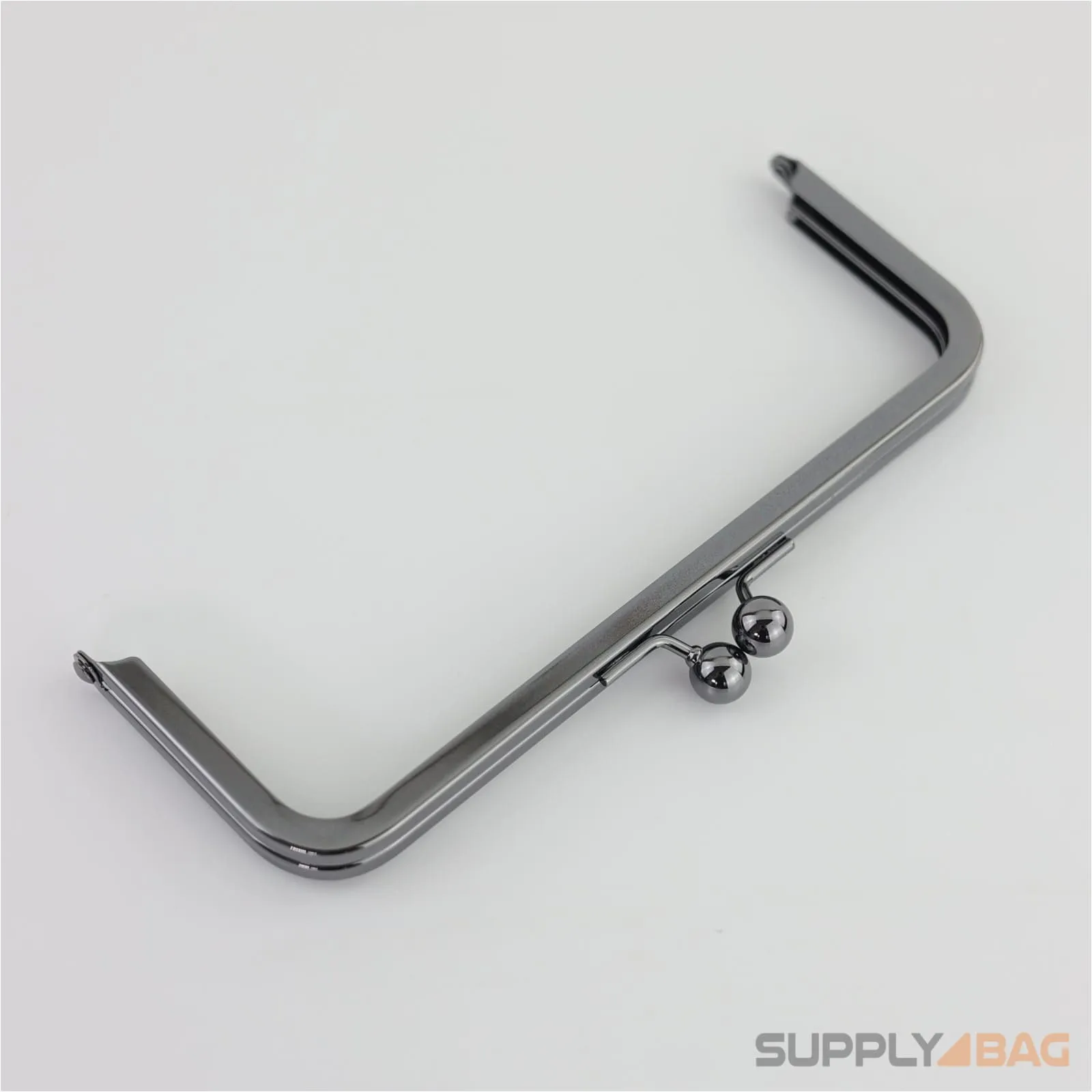 8 x 3 inch - Kisslock Ball Clasp - Gunmetal Metal Purse Frame