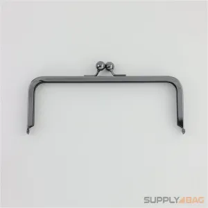 8 x 3 inch - Kisslock Ball Clasp - Gunmetal Metal Purse Frame