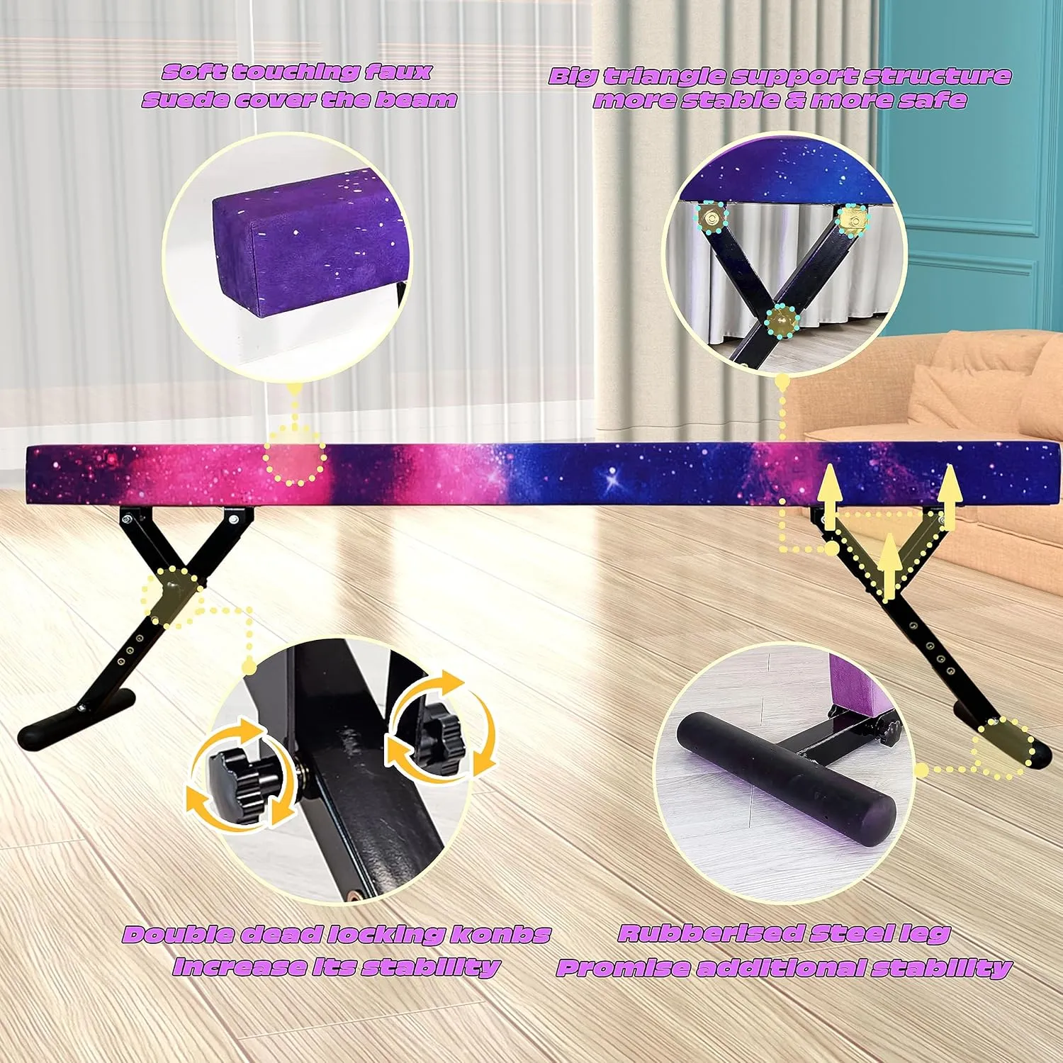 8FT Adjustable Balance Beam, Gymnastics Beam for Kids, High and Lower Gymnastic Training Beam for All Gymnastic Levels- Gymnastics Equipment for Teens at Home and Gym Use
