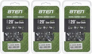 8TEN Semi Chisel Chainsaw Chain 20 Inch .063 3/8 72 DL For Stihl MS 270 Husqvarna 465 Rancher Dolmar PS-7910 (3 Pack)