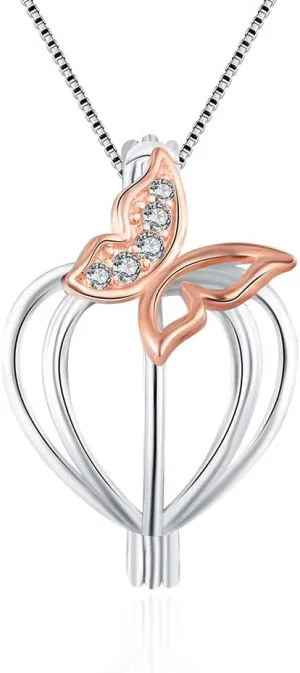 925 Sterling Silver Butterfly CZ Cage Pendants Crafting Charm for DIY Necklace Bracelet Jewelry Making