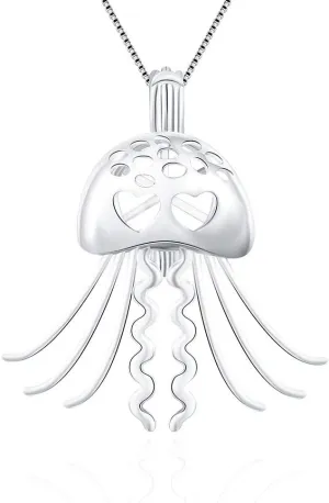925 Sterling Silver Jellyfish Cage Pendants Crafting Charm for DIY Necklace Bracelet Jewelry Making