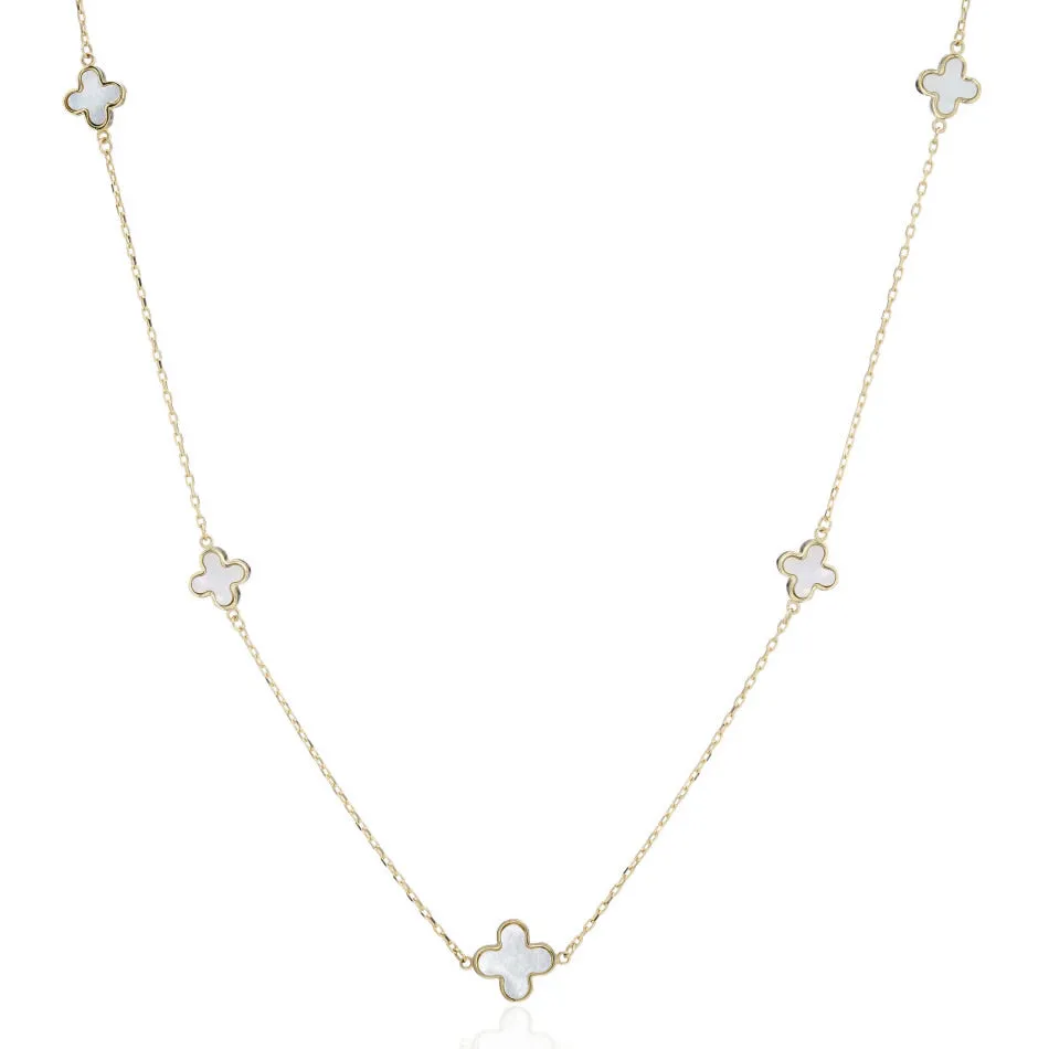 9ct Gold Mother of Pearl Four Leaf Clover Necklace