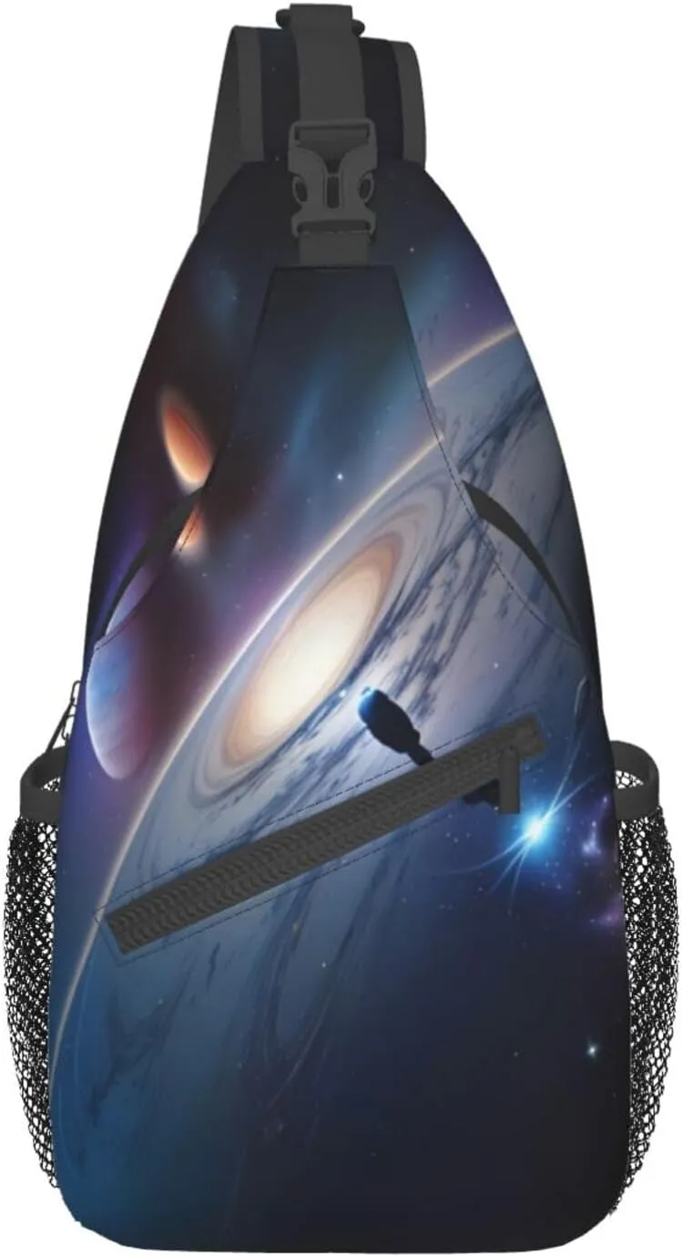 A Fascinating Universe Crossbody Bag, *Men'S And Women'S Chest Crossbody Bag, Zipper Closure, Strap Length Adjustable