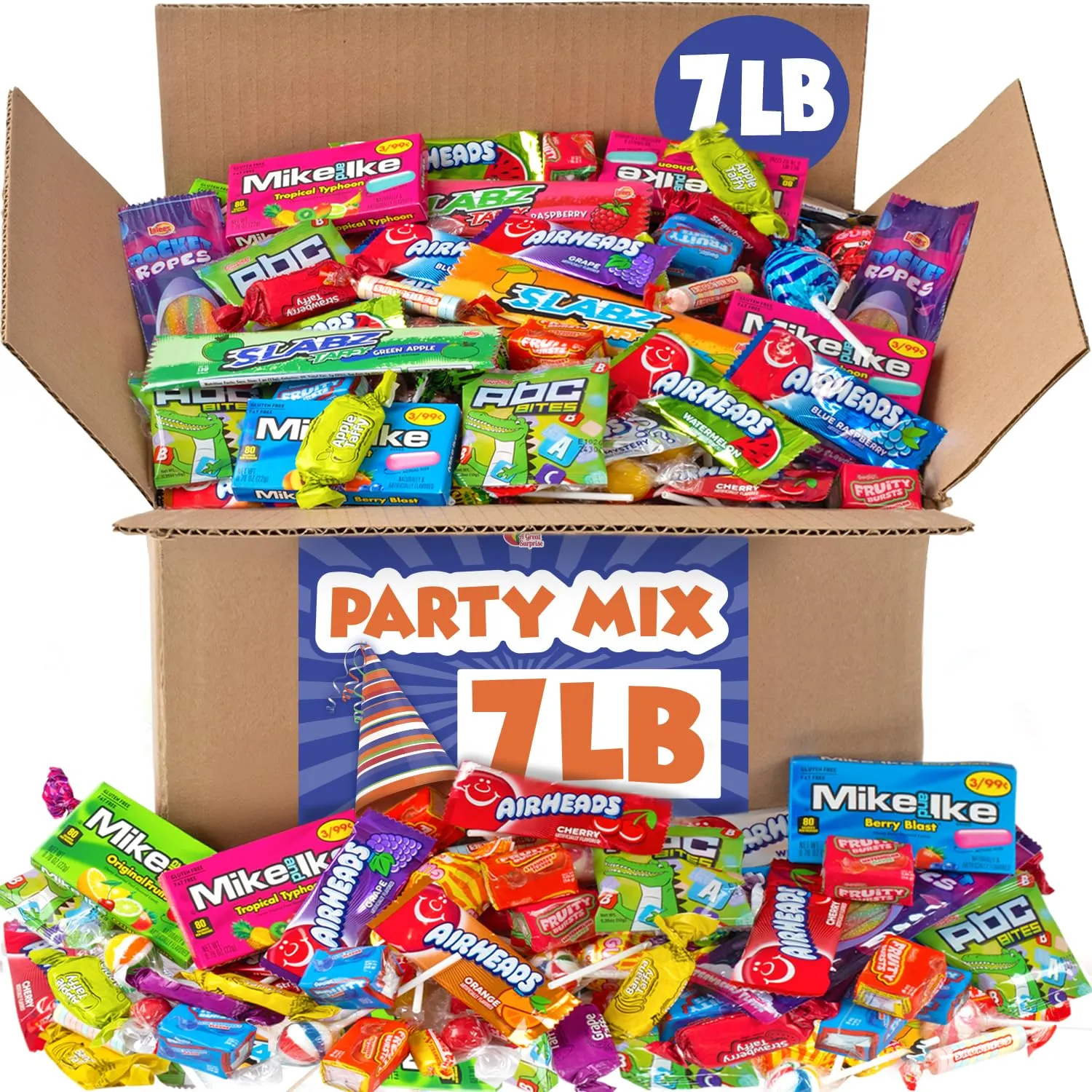 A Great Surprise Assorted Candy Mix - 7 Pound BOX - Individually Wrapped Candies - Pinata Candy Mix