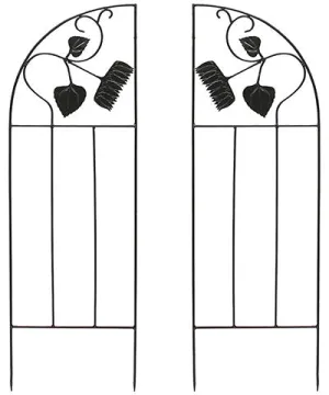Achla Sunflowers Trellis Side Panels, Black, 58"H, Set of 2