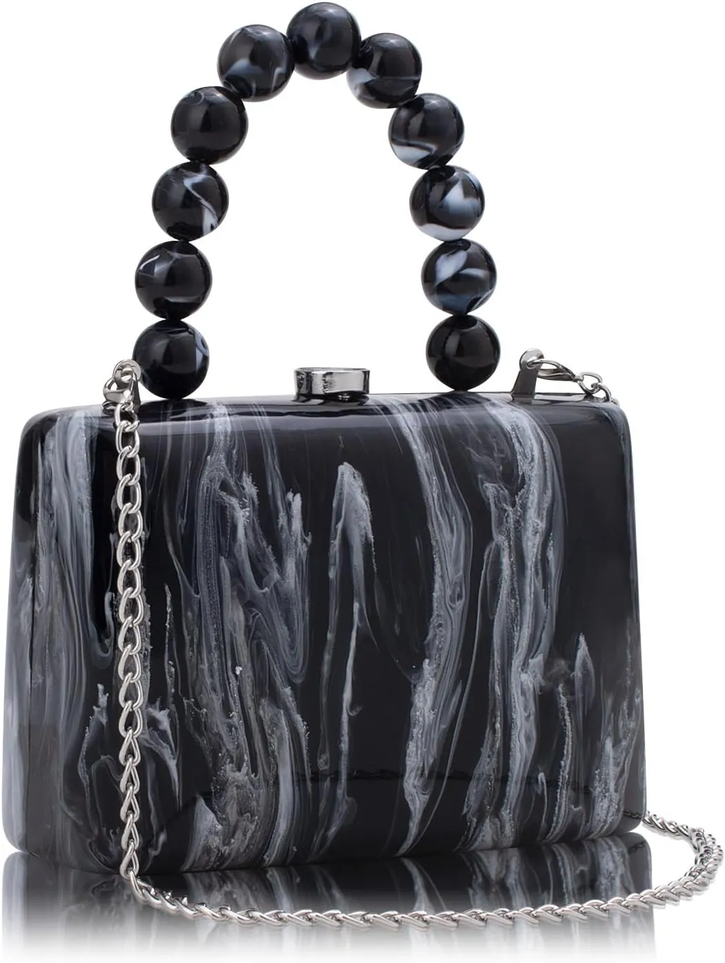 Acrylic Purses Evening Clutch Bag Marbling Handbags for Women Cross Body Bag with Pearl Chain Formal Wedding Prom Party