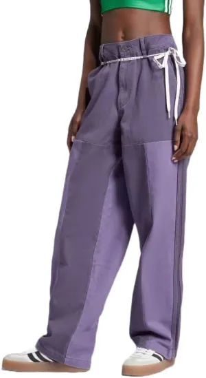 ADIDAS Originals Women's KSENIASCHNAIDER Patchwork Straight Leg Loose FIT Jeans, Trace Purple/Tech Purple, 36