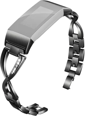 Adjustable Black Zinc Alloy Metal Chain Bracelet For Charge 2