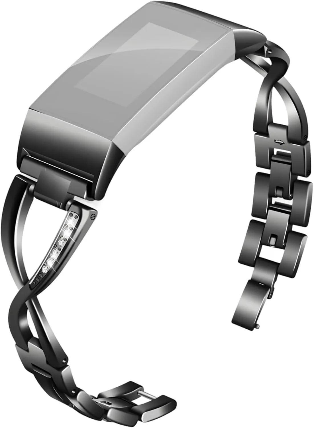 Adjustable Black Zinc Alloy Metal Chain Bracelet For Charge 2