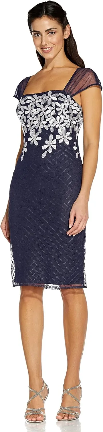 Adrianna Papell Women's Floral Embroidery Sheath Dress