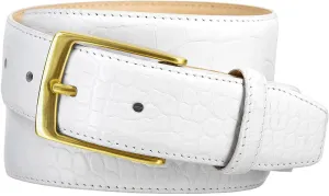 AE354 / A274 Genuine Full-Grain Cowhide Leather Dress Belt Gold Buckle 1-3/8''(35mm) Wide, 1"(25mm) Wide