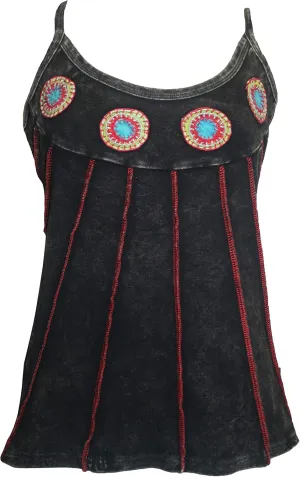 Agan Traders Women's 2025 Summer Knit Stretchy Rib Cotton Funky Boho Gypsy Patchwork Summer Tank Top Cami