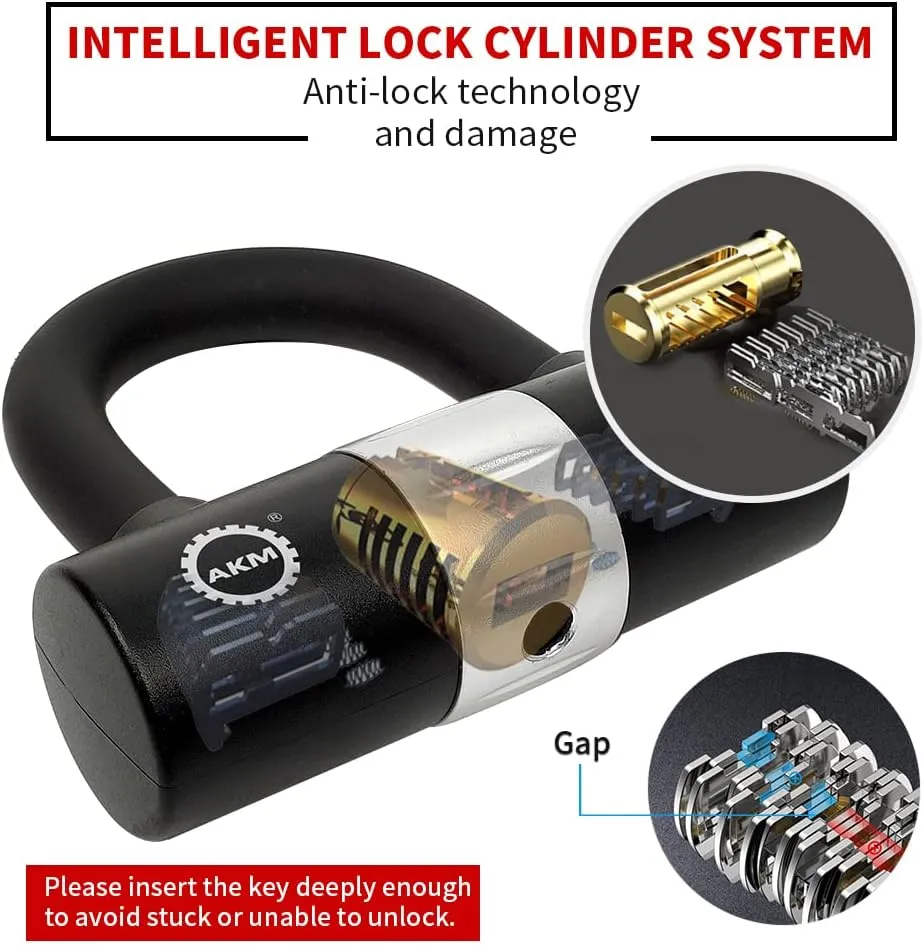 AKM Motorcycle Lock 6.56ft/200cmx10mm Thick Anti-Theft Heavy Duty Chain Locks with 4 Keys Security 16mm U Lock Disc Lock,Super Long Durable Bike Chain Lock for Motorcycles,Containers,Trailers