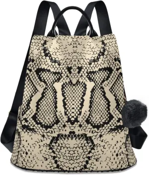 ALAZA Black White Snake Skin Animal Print Backpack Purse for Women Anti Theft Fashion Back Pack Shoulder Bag