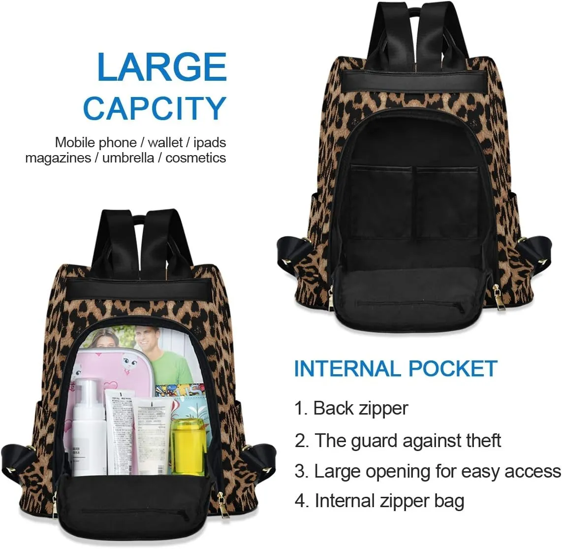 ALAZA Cheeteh Leopard Print Animal Backpack Purse for Women Anti Theft Fashion Back Pack Shoulder Bag