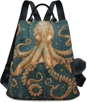 ALAZA Octopus Starry Sky Backpack Purse for Women Anti Theft Fashion Back Pack Shoulder Bag