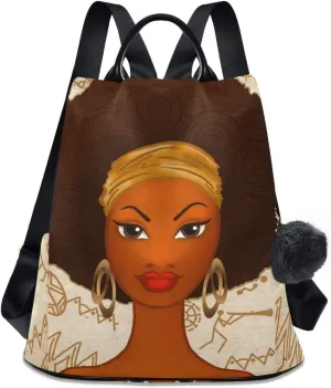 ALAZA Portrait of African American Black Woman Backpack Purse for Women Anti Theft Fashion Back Pack Shoulder Bag