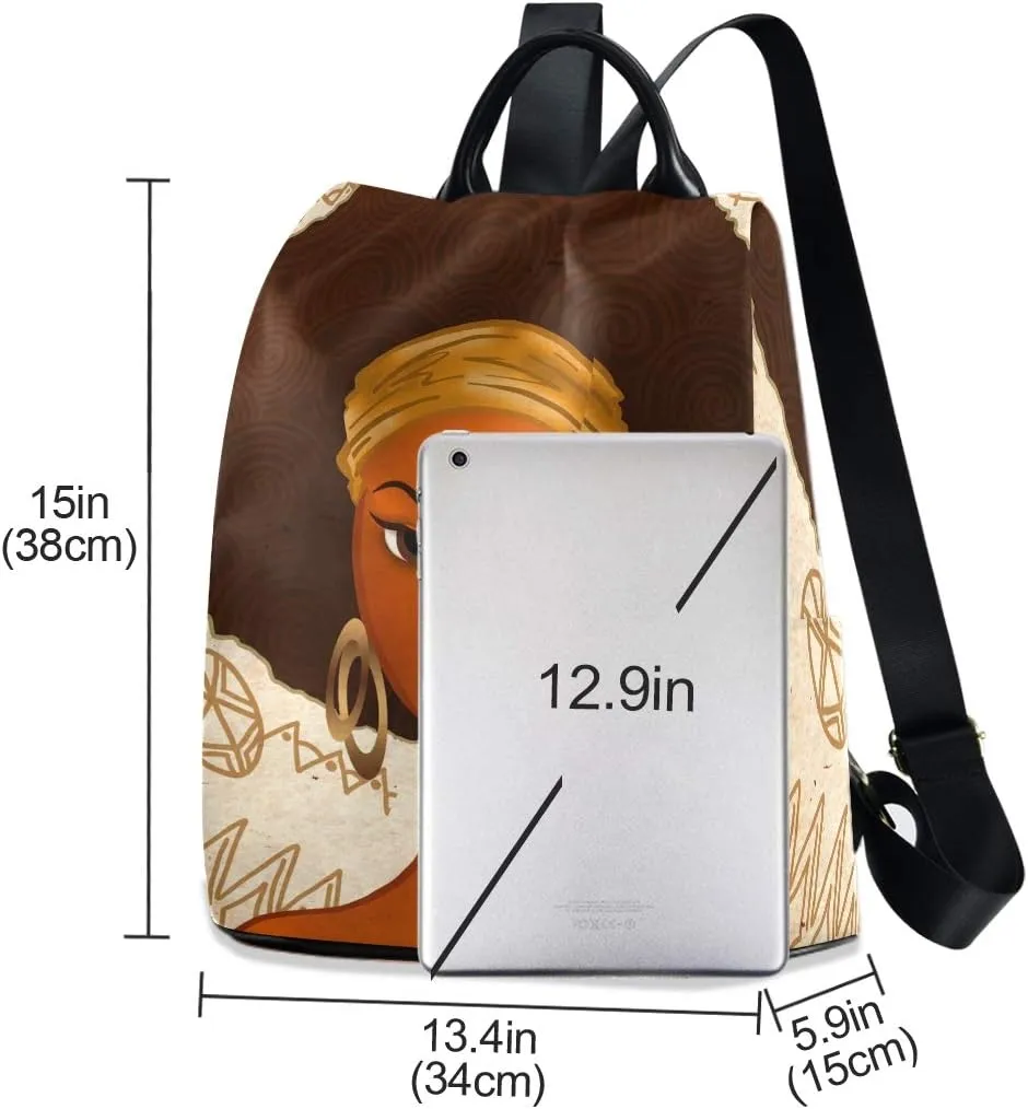 ALAZA Portrait of African American Black Woman Backpack Purse for Women Anti Theft Fashion Back Pack Shoulder Bag