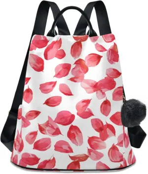 ALAZA Red Rose Flower Petals Backpack Purse for Women Anti Theft Fashion Back Pack Shoulder Bag
