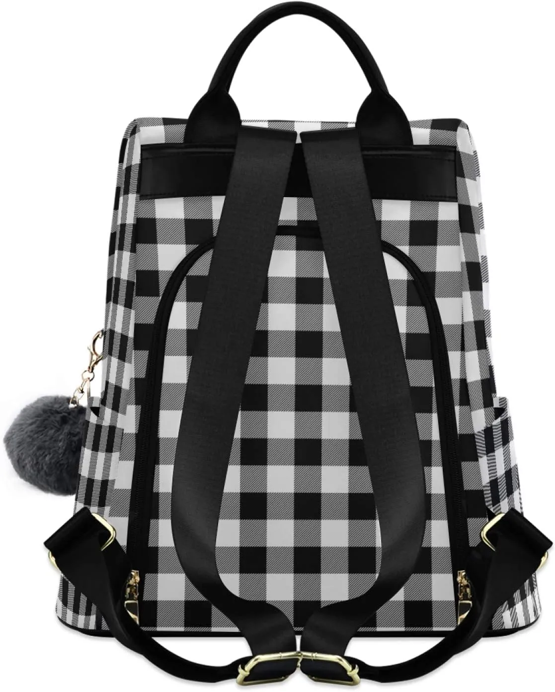 ALAZA Retro Black White Buffalo Plaid Backpack Purse for Women Anti Theft Fashion Back Pack Shoulder Bag