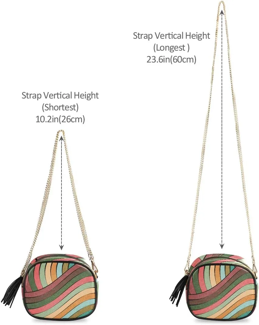 ALAZA Retro Muted Earth Tones Wavy Crossbody Bag with Adjustable Metal Chain Strap for Women Girl