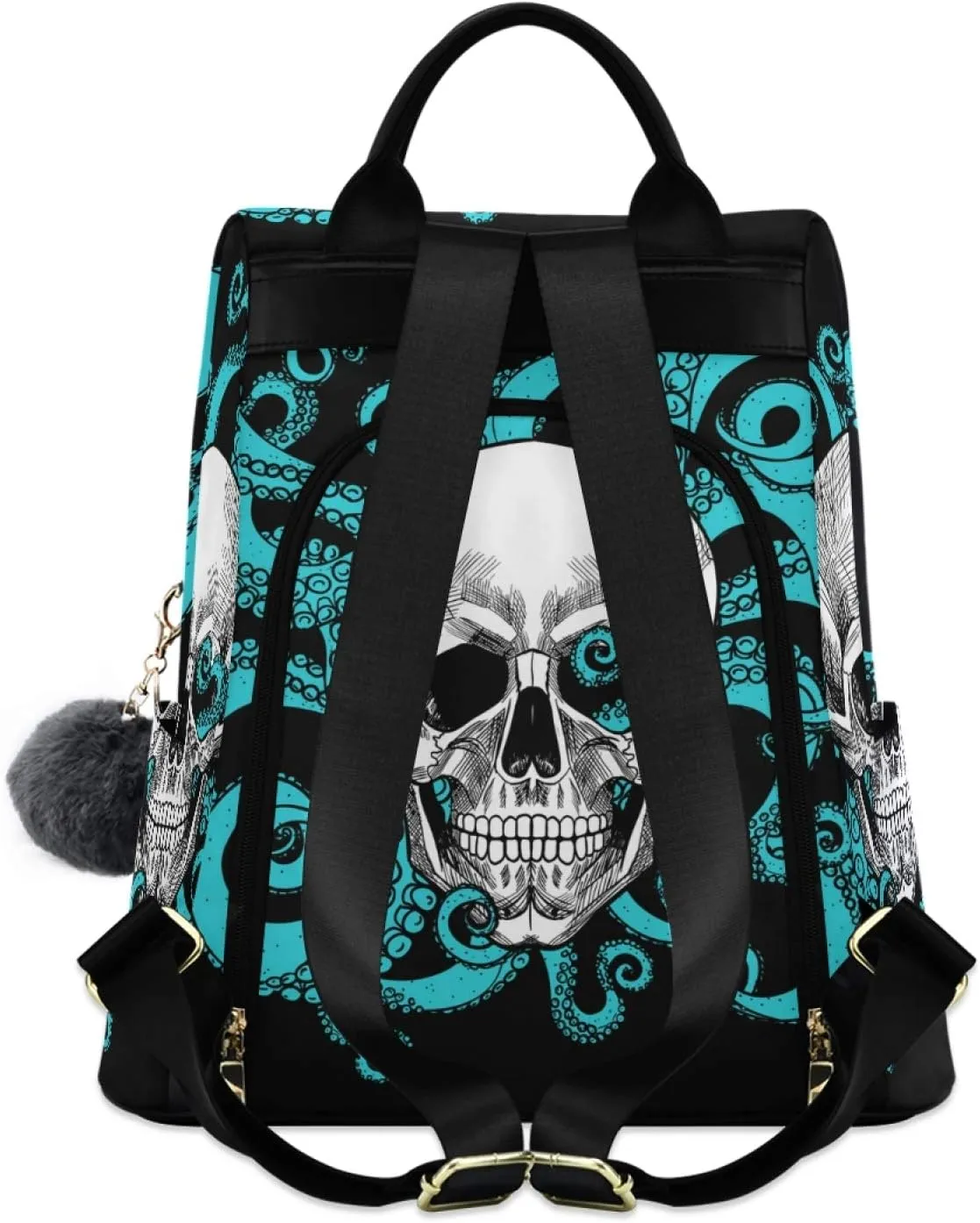 ALAZA Skull Tentacles Of Octopus Backpack Purse for Women Anti Theft Fashion Back Pack Shoulder Bag